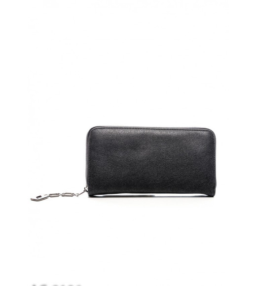 Черный мягкий кошелечек с серебристой подвеской