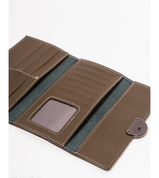 Раскладной кошелек цвета хаки из эко-кожи