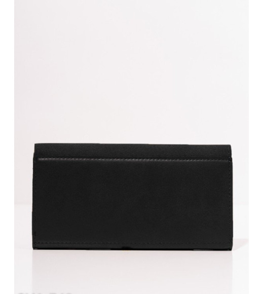 Чорний гаманець із замшевою вставкою