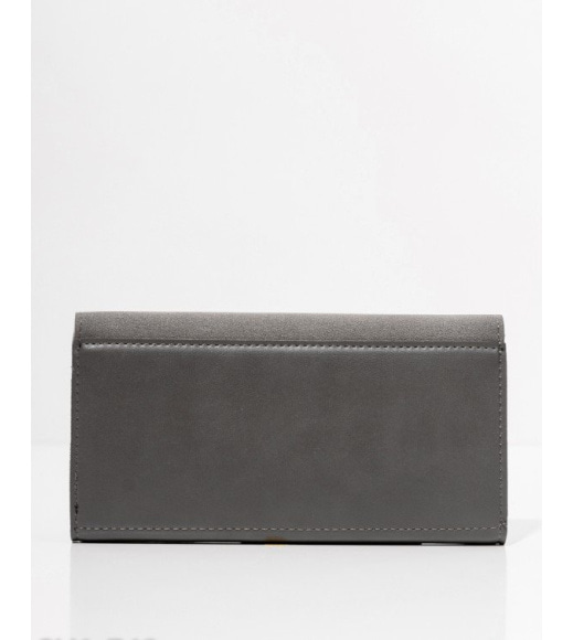 Сірий гаманець із замшевою вставкою