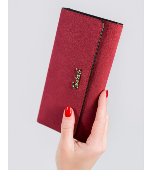 Червоний гаманець з фактурної еко-шкіри