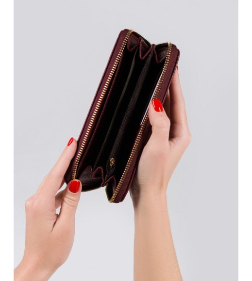 Бордовий прямокутний гаманець на блискавці
