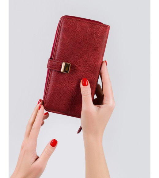 Червоний гаманець-клатч з вінтажної еко-шкіри