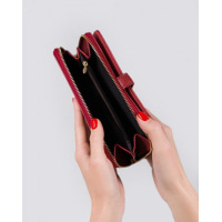 Красный кошелек-клатч из винтажной эко-кожи