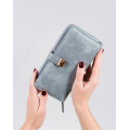 Блакитний гаманець-клатч з вінтажної еко-шкіри
