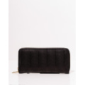 Чорний фактурний каркасний гаманець на блискавці
