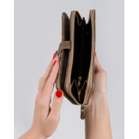 Бежевий гаманець-клатч з вінтажної еко-шкіри