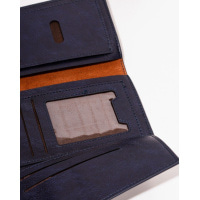 Темно-синий вместительный кошелек из эко-кожи