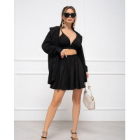 Черный костюм тройка с юбкой