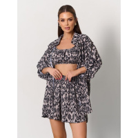 Черно-бежевый костюм тройка с орнаментом