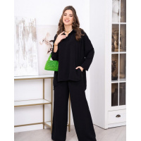 Черный свободный костюм с широкими брюками