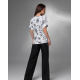 Черно-белый брючный костюм с блузой