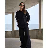 Черный ангоровый утепленный костюм свободного кроя