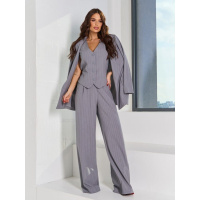 Светло-серый костюм тройка в полоску