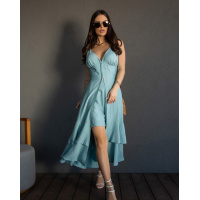 Льняной оливковый костюм со шлейфом