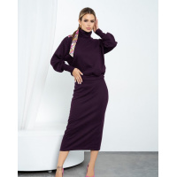 Фиолетовый ангоровый костюм с юбкой карандаш