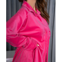 Розовый велюровый костюм с удлиненной рубашкой