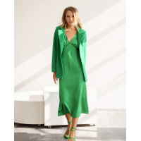 Зеленое платье-комбинация с жакетом