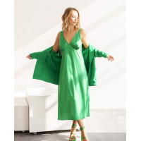Зелена сукня-комбінація з жакетом