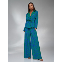 Зелено-синий костюм-кимоно с лампасами