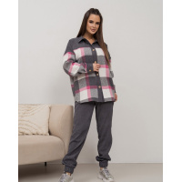 Серый вельветовый костюм с байковой рубашкой