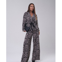 Принтованный брючный костюм на кулиске