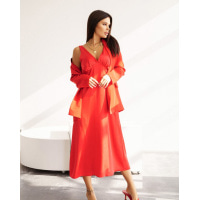 Червона сукня-комбінація з жакетом