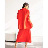 Красное платье-комбинация с жакетом