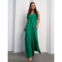 Зеленый брючный костюм с длинной туникой