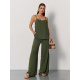 Брючный костюм цвета хаки с топом на бретельках