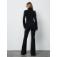 Черный ангоровый костюм с брюками клеш