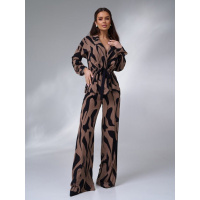 Хлопковый коричневый костюм-кимоно на кулиске