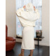 Молочный утепленный трикотажный костюм с юбкой