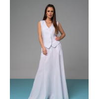 Белый лляной костюм с длинной юбкой