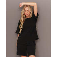 Черный свободный костюм с шортами