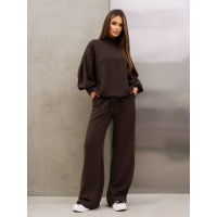 Коричневый ангоровый костюм с объемными рукавами
