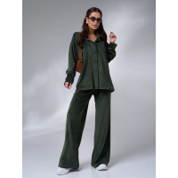 Велюровый костюм цвета хаки в стиле оверсайз