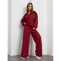 Бордовый ангоровый костюм с V-образной горловиной