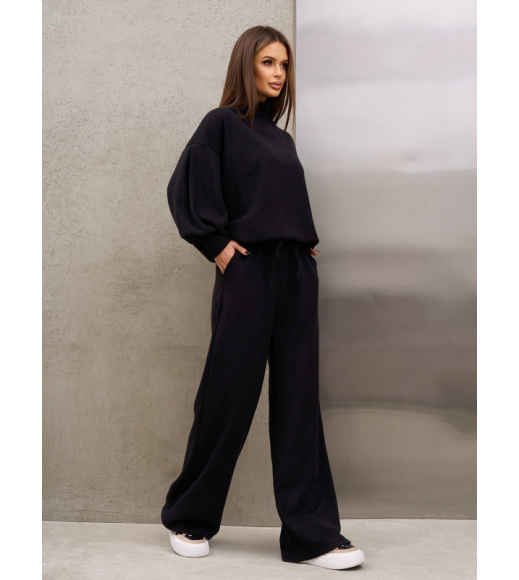 Черный ангоровый костюм с объемными рукавами