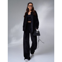 Черный велюровый костюм в стиле оверсайз