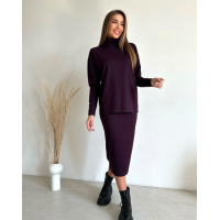 Фиолетовый ангоровый костюм с юбкой