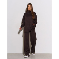 Темно-коричневый ангоровый костюм с кофтой и штанами