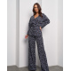 Брючный костюм-кимоно серого цвета с орнаментом