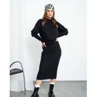 Черный ангоровый костюм с юбкой