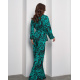 Брючный костюм-кимоно зеленого цвета с принтом