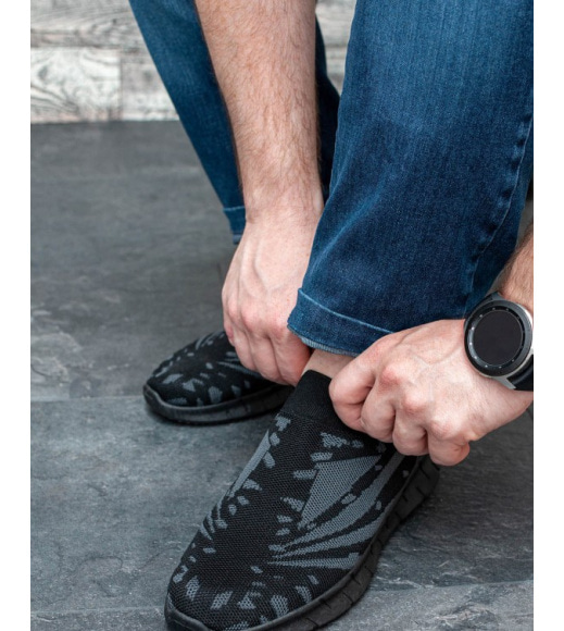 Черные текстильные кроссовки без шнурков