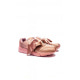 Рожеві текстильні кросівки c широкою атласною стрічкою