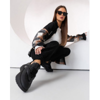 Черные кожаные кроссовки с вставками