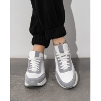 Бело-серые комбинированные кроссовки