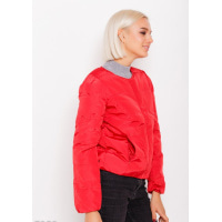 Червона коротка стьобана куртка з клапаном на блискавці